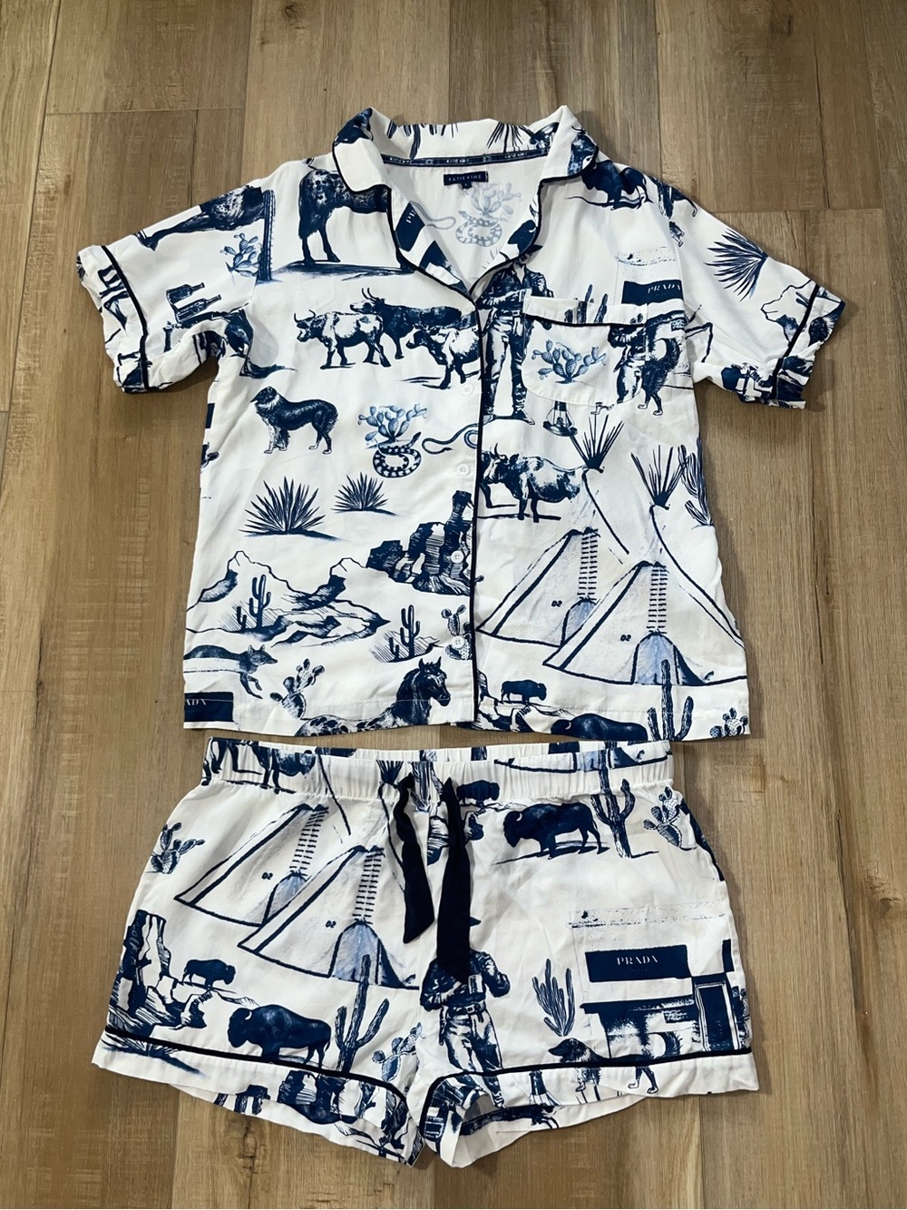 Katie Kime Women’s Marfa Toile Cotton Shorty Pajama Set Size Large - Picture 4 of 14
